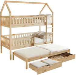  Montessori emeletes ágy pótággyal, természetes, VENITA TYP 1 - pepita