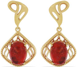  Elegáns Vörös Korall Fülbevaló - Aranyozott Ezüst