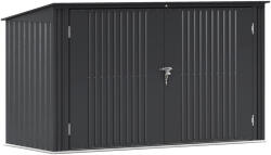 Outsunny Bin tárolóláda 3 db 240 literes konténerhez, 2 ajtóval és zárral, 233x105x118, 5/133 cm, szürke