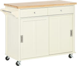 Homcom Konyhasziget Fiókokkal, Szekrényekkel és Kerekekkel - Fa és MDF