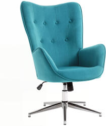 Homcom kék bársony fotel - forgó, karfával és állítható magassággal