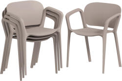 Outsunny 4 db-os rakásolható kerti szék szett karfákkal, UV-álló és vízálló, 60x56x75 cm, szürke