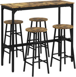 Homcom étkezőgarnitúra 5 darabos: asztal 60×30 cm + 4 szék lábtartóval