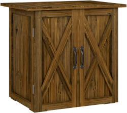 Outsunny kültéri fa szekrény 2 ajtóval, kerti szerszámos fészer vízálló tetővel, 77x55x72 cm, barna