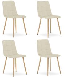  KARA világos bézs bársony szék - 4 darabos szett fa hatású lábakkal