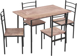 Homcom 5 darabos szett téglalap alakú konyhaasztallal és 4 modern székkel, MDF-ből és acélból, 110x70x75 cm, barna