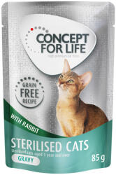 Concept for Life 48x85g Concept for Life Sterilised Cats nyúl gabonamentes nedves macskatáp szószban