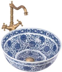 Rea Bella mosdótál 41.5x41.5 cm kerek mosdótálak fehér-kék REA-U7503 (REAU7503)