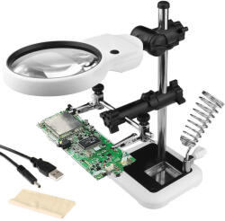 Harmadik Kéz Nagyítóval és LED Világítással, Elemes/USB 23, 5 cm