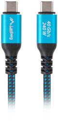 Lanberg CA-CMCM-44CU-0005-BK USB kábel USB4 Gen 2x2 0, 5 M USB C Fekete, Kék (CA-CMCM-44CU-0005-BK)