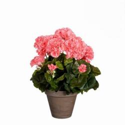 Mica Geránium lazacszínű műnövény cserépben Stan szürke 41 x 27 cm