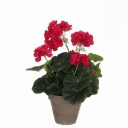 Mica Geránium sötét rózsaszín műnövény cserépben Stan szürke 34 x 20 cm