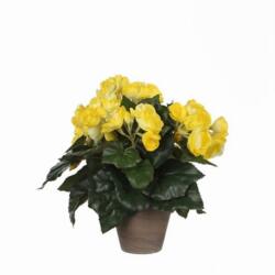 Mica Begónia sárga műnövény cserépben Stan szürke 30 x 25 cm