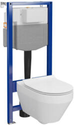 Cersanit Crea ívelt fali WC csésze duroplast WC ülőkével, falsík alatti tartállyal és szerelő kerettel, fehér S701-808 (S701-808)