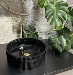 Rea Ingrid pultra tehető edzett üveg mosdó 40 cm, fekete REA-U6800 (REA-U6800)