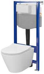 Cersanit City Pro ívelt fali WC csésze duroplast WC ülőkével, falsík alatti tartállyal és szerelő kerettel, fehér S701-888 (S701-888)