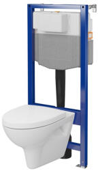 Cersanit Parva ívelt fali WC csésze duroplast WC ülőkével, falsík alatti tartállyal és szerelő kerettel, fehér S701-819 (S701-819)