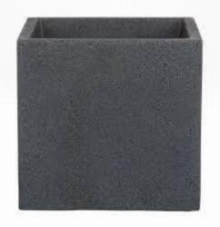 Scheurich 240/40 C-Cube Stony Black műanyag kocka kaspó 40 cm