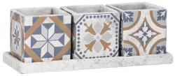  Mediterrán kerámia virágcserép szett, 3 db-os