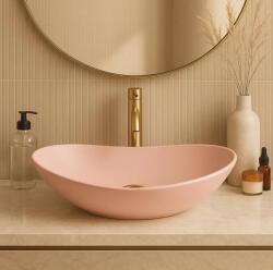 Rea Royal Pultra ültethető kerámia mosdótál 61, 5x35, 5 cm, matt rózsaszín REA-U6374 (REA-U6374)