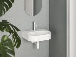 RAVAK Ceramic Slim Wall O kerámia mosdó csaplyukkal és túlfolyóval 54x44 cm, matt fehér XJX0E155003 (XJX0E155003)