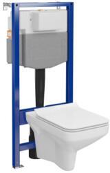 Cersanit Como szögletes fali WC csésze duroplast WC ülőkével, falsík alatti tartállyal és szerelő kerettel, fehér S701-818 (S701-818)