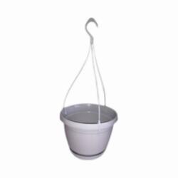 Függesztett műanyag cserép fehér színben, 25 cm