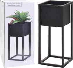 Fém növénytartó fekete színben 21x21x50 cm