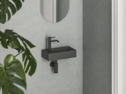 RAVAK Veda Wall fali kerámia kézmosó 41x22 cm csaplyukkal, balos/antracit XJXL3240000 (XJXL3240000)