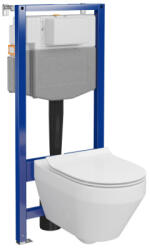 Cersanit Crea ívelt fali WC csésze duroplast WC ülőkével, falsík alatti tartállyal és szerelő kerettel, fehér S701-807 (S701-807)