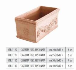 Terrecotte Italiane Cassetta Tosc. Festonata 20X12X11 cm agyag növénytartó