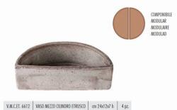 Terrecotte Italiane Vaso Mezzo Cilindro Etrusco 24X12X7 cm agyag növénytartó