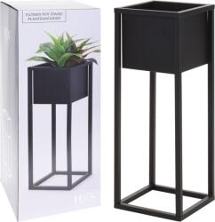 Fém növénytartó fekete színben 21x21x60 cm