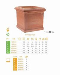 AnticoMestiere Cubo Liscio 40 cm agyag növénytartó