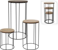 Növénytartó polcszett fémből és fából