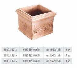 Terrecotte Italiane Cubo Festonato 25 x 25 x 25 cm agyag kocka alakú kaspó