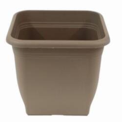Műanyag négyszögletes virágcserép (sima falú) taupe színben, 14 cm