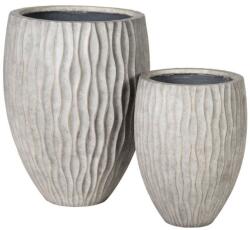  Creastone Lotus vase waves S/2 grey kerámia növénytartó szett