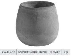 Terrecotte Italiane Vaso Schiacciatto Alto Etrusco 21X20 cm agyag növénytartó