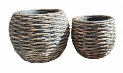  Twist-Hyzin Ball pot S/2 grey wash kerámia növénytartó szett