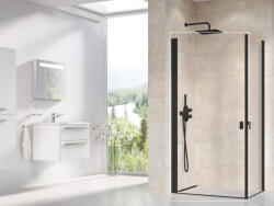 RAVAK Chrome CRV1+CRV1 1/2 zuhanykabin ajtó 90x195 cm átlátszó üveggel, matt fekete profilszín 1QV70301Z1 (1QV70301Z1)