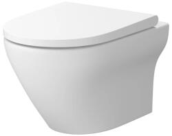 Cersanit Larga perem nélküli fali kerámia WC csésze Soft-Close ülőkével, matt fehér S701-608 (S701-608)