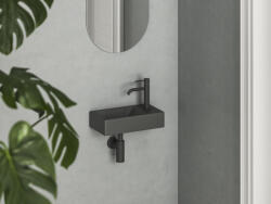 RAVAK Veda Wall fali kerámia kézmosó 41x22 cm csaplyukkal, jobbos/antracit XJXP3240000 (XJXP3240000)