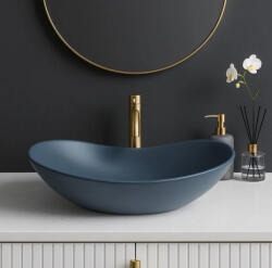 Rea Royal Pultra ültethető kerámia mosdótál 61, 5x35, 5 cm, matt kék REA-U6373 (REA-U6373)