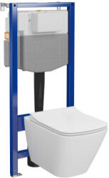 Cersanit City szögletes fali WC csésze duroplast WC ülőkével, falsík alatti tartállyal és szerelő kerettel, fehér S701-796 (S701-796)