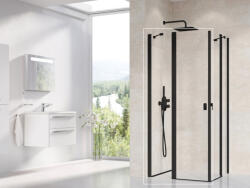 RAVAK Chrome CRV2+CRV2 1/2 zuhanykabin ajtó 80x195 cm átlátszó üveggel, matt fekete profilszín 1QV40300Z1 (1QV40300Z1)