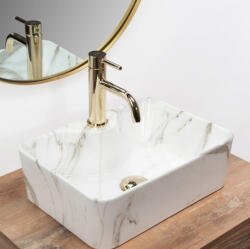 Rea Kelly Mini Pultra ültethető kerámia mosdótál 41x31 cm, fényes kőhatás REA-U6504 (REA-U6504)