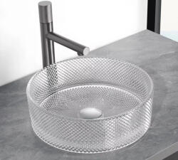 AREZZO design Brilla Pultra ültethető kerek üvegmosdó 36 cm, átlátszó AR-M346 (AR-M346)