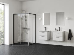 RAVAK Blix II NBLRV2K+NBLRV2K 1/2 zuhanykabin ajtó 110x195 cm átlátszó üveggel, matt fekete profilszín 1XMD0300Z1 (1XMD0300Z1)