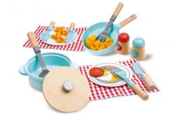 Hape Дървен комплект Hape - Прибори за готвене и сервиране (H3208)